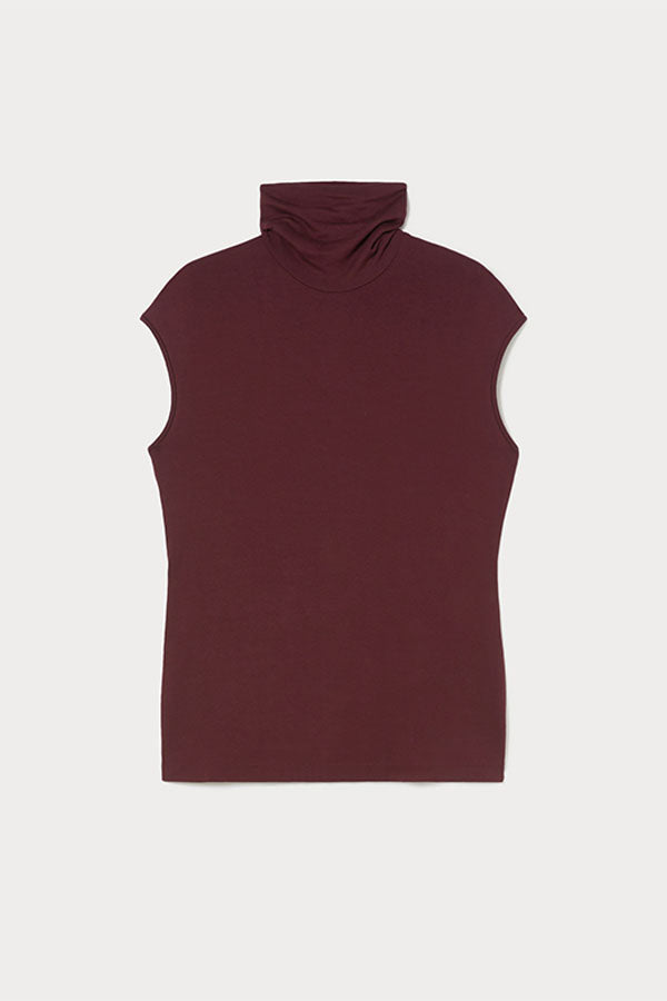 RAPIDO BROWN JERSEY POLO NECK TOP