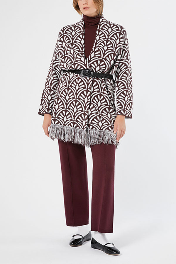 RAPIDO BROWN JERSEY POLO NECK TOP