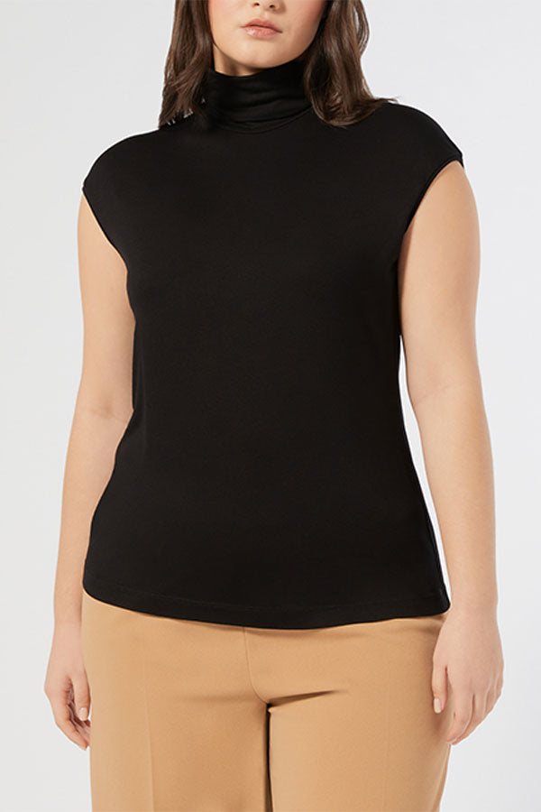 RAPIDO BLACK JERSEY POLO NECK TOP