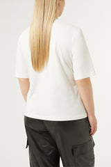 TIBERIO WHITE STRETCH COTTON JERSEY T-SHIRT