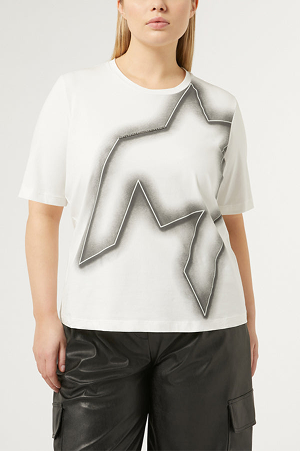 TIBERIO WHITE STRETCH COTTON JERSEY T-SHIRT