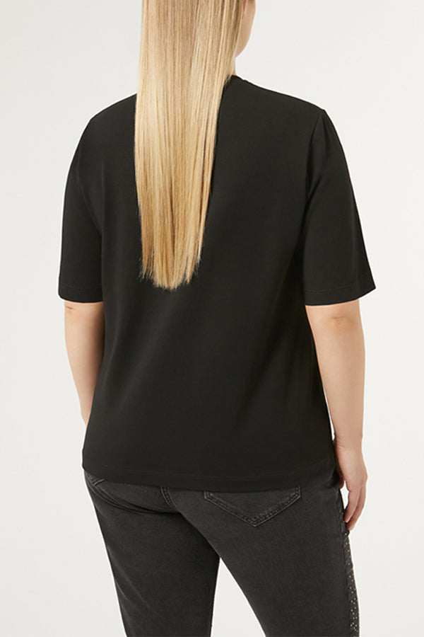 TIBERIO BLACK STRETCH COTTON JERSEY T-SHIRT