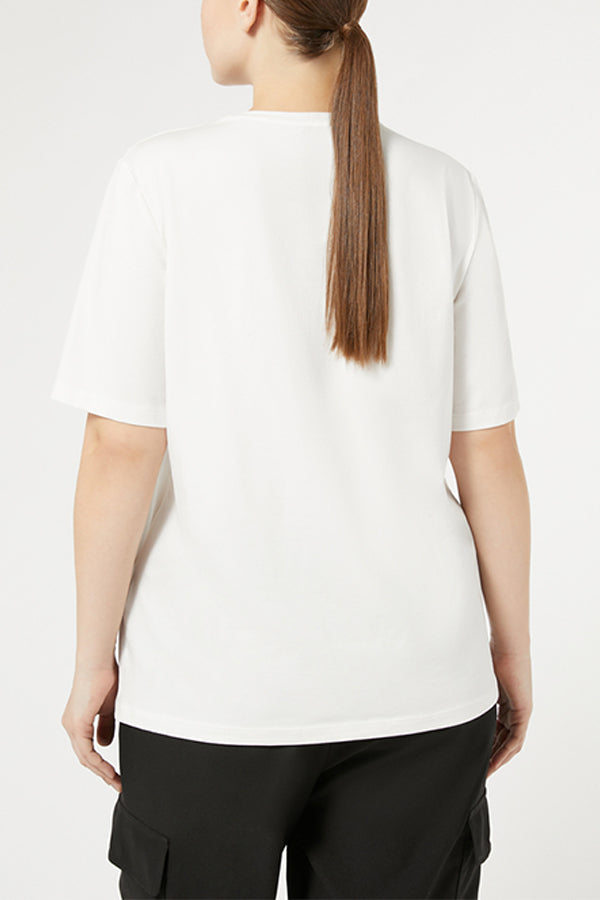 NIEVO WHITE STRETCH COTTON JERSEY T-SHIRT