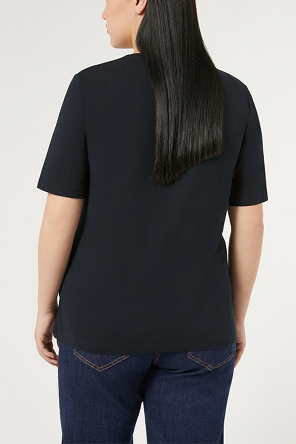 NIEVO BLUE STRETCH COTTON JERSEY T-SHIRT