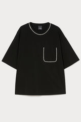 SNACK BLACK STRETCH COTTON JERSEY T-SHIRT