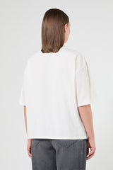 SNACK WHITE STRASS STRETCH COTTON JERSEY T-SHIRT