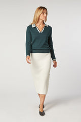GREEN POLO KNIT SWEATER