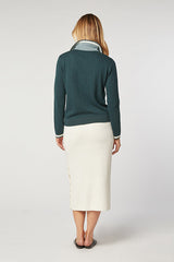 GREEN POLO KNIT SWEATER