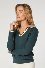 GREEN POLO KNIT SWEATER