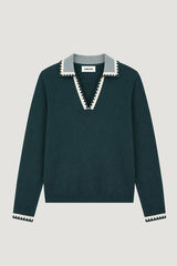 GREEN POLO KNIT SWEATER