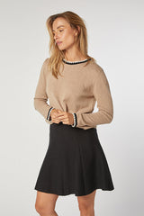 BEIGE ROUND NECK KNIT SWEATER