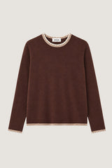 BROWN ROUND NECK KNIT SWEATER