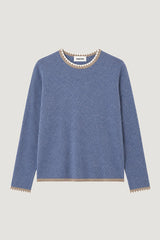 BLUE ROUND NECK KNIT SWEATER