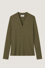 GREEN V NECK T SHIRT