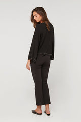 BLACK FLARED LONG SLEEVE T SHIRT