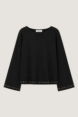 BLACK FLARED LONG SLEEVE T SHIRT