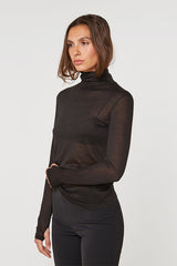 BLACK MOCK NECK T SHIRT