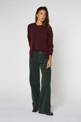 PURPLE ROUND NECK WOOL TWIN SET