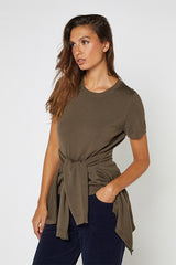 GREEN ROUND NECK WOOL TWIN SET