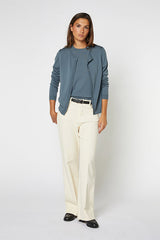 GREY ROUND NECK WOOL TWIN SET