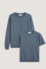 GREY ROUND NECK WOOL TWIN SET