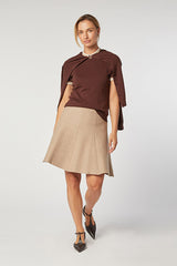 BEIGE SHORT KNIT SKIRT