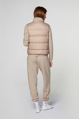 BEIGE SLEEVELESS CASHMERE PUFFER JACKET