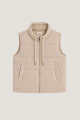 BEIGE SLEEVELESS CASHMERE PUFFER JACKET