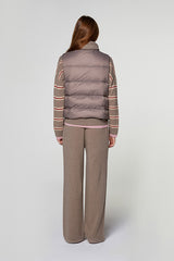 BROWN SLEEVELESS CASHMERE PUFFER JACKET