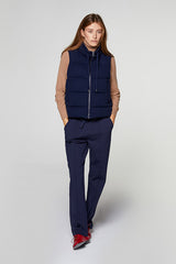 NAVY BLUE SLEEVELESS CASHMERE PUFFER JACKET