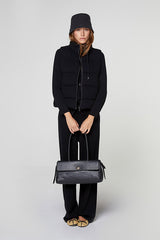 BLACK SLEEVELESS CASHMERE PUFFER JACKET