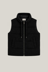 BLACK SLEEVELESS CASHMERE PUFFER JACKET