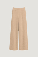 BEIGE WIDE LEG KNIT TROUSERS