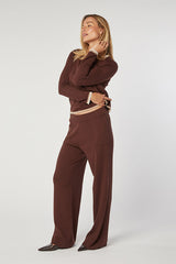 BROWN WIDE LEG KNIT TROUSERS