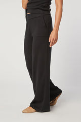 BLACK WIDE LEG KNIT TROUSERS