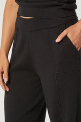 BLACK WIDE LEG KNIT TROUSERS