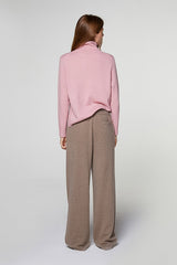 BROWN CASHMERE WIDE LEG TROUSERS
