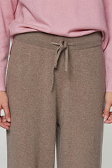 BROWN CASHMERE WIDE LEG TROUSERS
