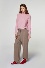 BROWN CASHMERE WIDE LEG TROUSERS