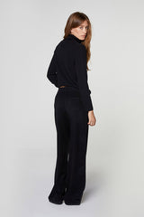 BLACK CASHMERE WIDE LEG TROUSERS