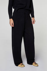 BLACK CASHMERE WIDE LEG TROUSERS