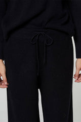 BLACK CASHMERE WIDE LEG TROUSERS