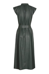VEGAN LEATHER ELEGANT MIDI-DRESS