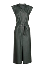 VEGAN LEATHER ELEGANT MIDI-DRESS
