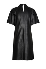 BLACK VEGAN LEATHER SHORT DRESS