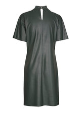 GREEN VEGAN LEATHER SHORT DRESS