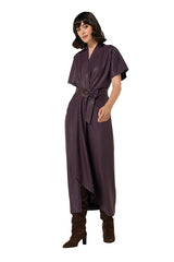 PLUM VEGAN LEATHER MIDI-DRESS