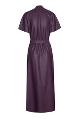PLUM VEGAN LEATHER MIDI-DRESS