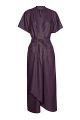 PLUM VEGAN LEATHER MIDI-DRESS