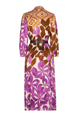 PRINTED VISCOSE MIDI SHIRT DRESS